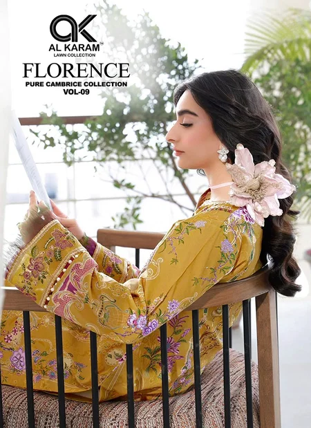 Florence Vol 9 By Al Karam Pure Cambric Cotton Printed Readymade Pakistani Suits